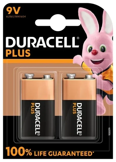 Duracell Plus 100% Extra Life 9V Batterijen 6LR61 Blister á 2 Batterijen