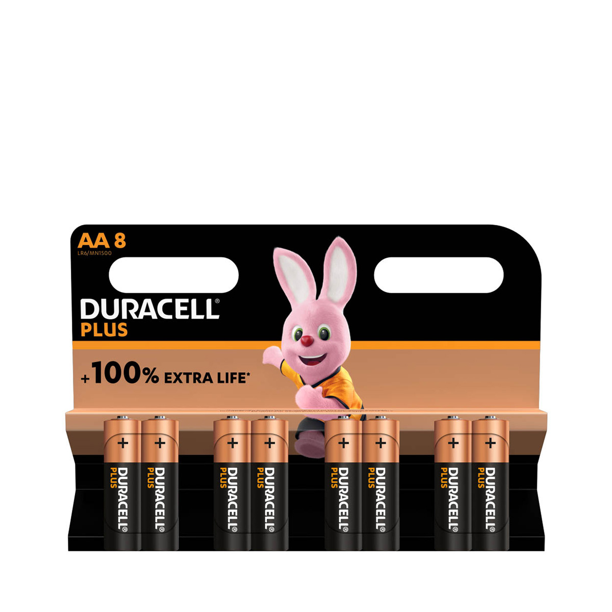 Duracell Plus 100% Extra Life AA Batterijen LR06 Blister á 8 Batterijen