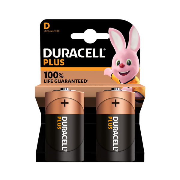 Duracell Plus 100% Extra Life D Batterijen LR20 Blister á 2 Batterijen