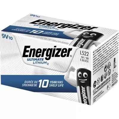 Energizer Ultimate Lithium 9V (L522) Batterijen FR22 Doos á 10 Batterijen