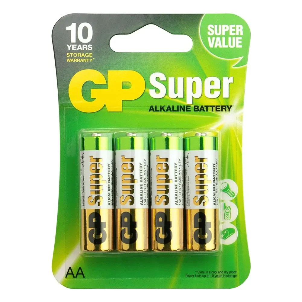 GP Batteries Super 15A Alkaline AA Batterijen LR06 Blister á 4 Batterijen