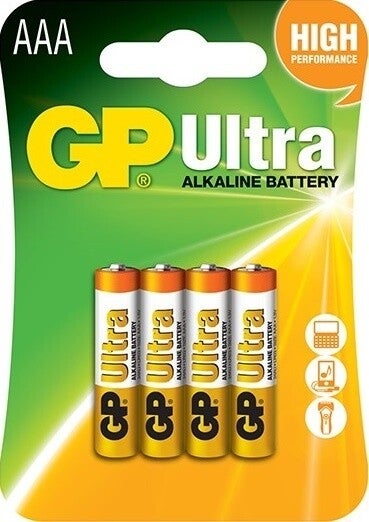 GP Batteries Ultra 24AU Alkaline AAA Batterijen LR03 Blister á 4 Batterijen