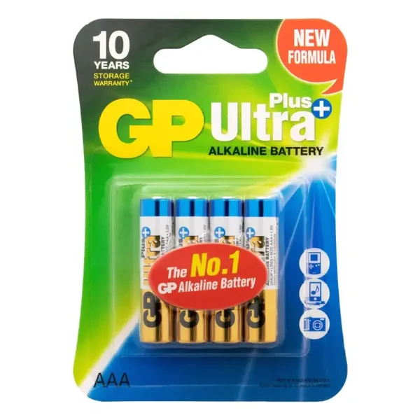 GP Batteries Ultra Plus 24AUP Alkaline AAA Batterijen LR03 Blister á 4 Batterijen