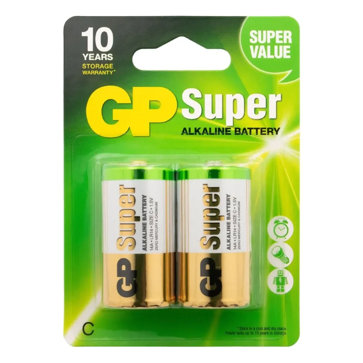 GP Batteries Super 14A Alkaline C Batterijen LR14 Blister á 2 Batterijen