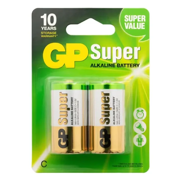 GP Batteries Super 14A Alkaline C Batterijen LR14 Blister á 4 Batterijen