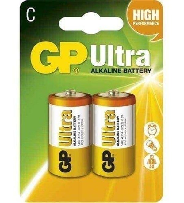 GP Batteries Ultra 14AU Alkaline C Batterijen LR14 Blister á 2 Batterijen