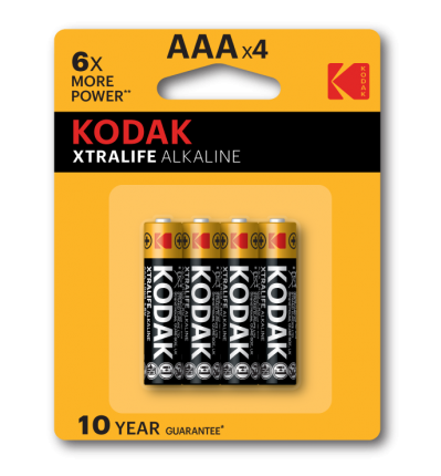Kodak Xtralife Alkaline AAA Batterijen LR03 Pak á 4 Batterijen
