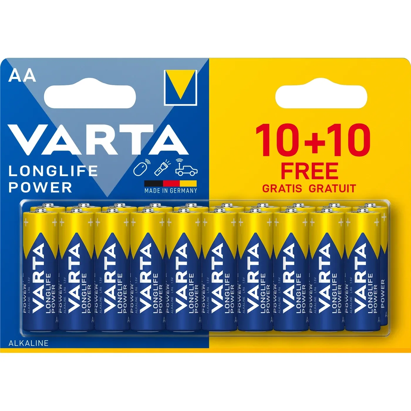 Varta Longlife Power AA Batterijen LR06 Blister á 20 Batterijen