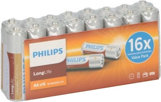 Philips LongLife AA Batterijen LR06 Pak á 32 Batterijen