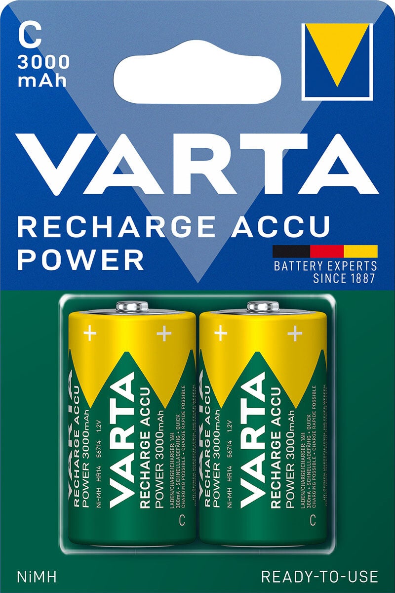 Varta 56714 Rechargeable NiMH C Batterijen HR14 (3000 mAh) Blister á 2 Batterijen