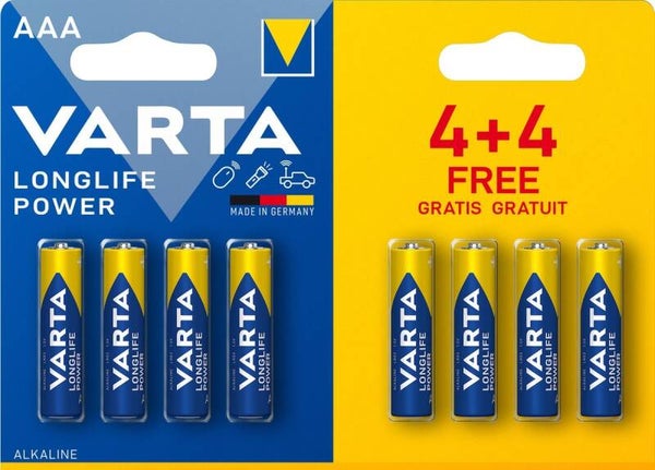 Varta Longlife Power AAA Batterijen LR03 Blister á 8 Batterijen