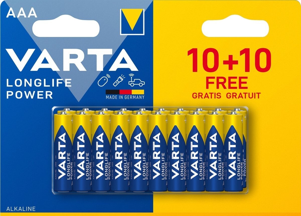 Varta Longlife Power AAA Batterijen LR03 Blister á 20 Batterijen