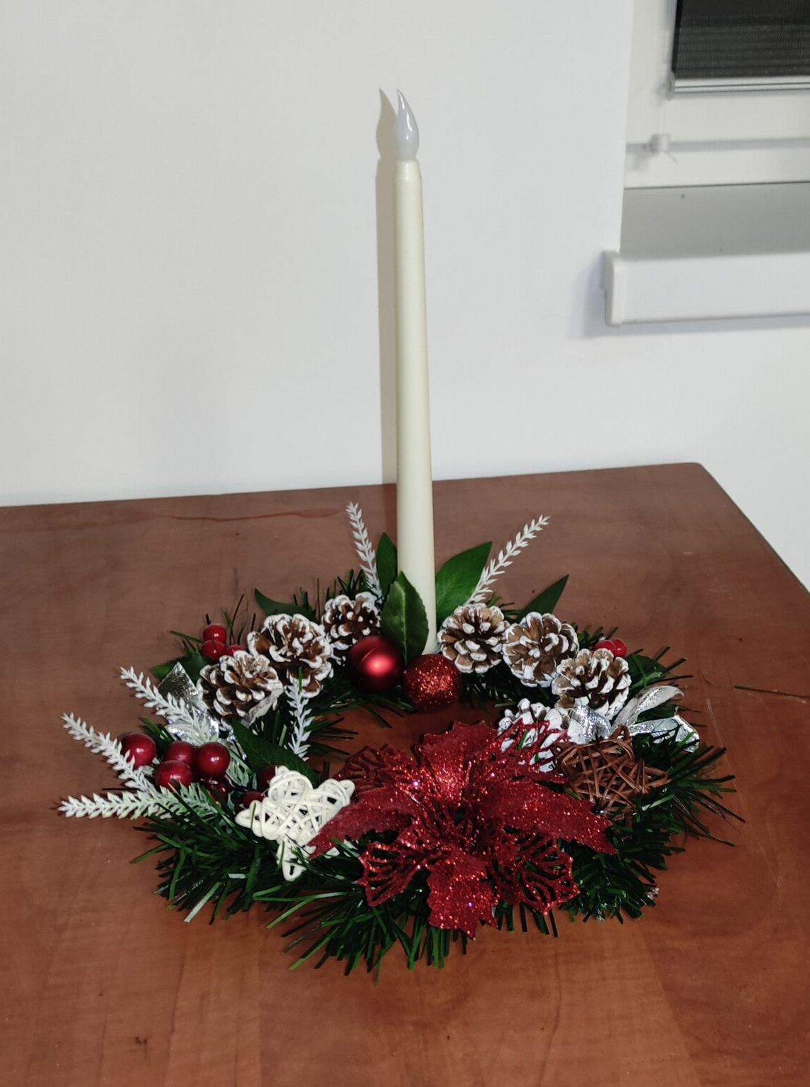 Stroik świąteczny +świeczka na baterię