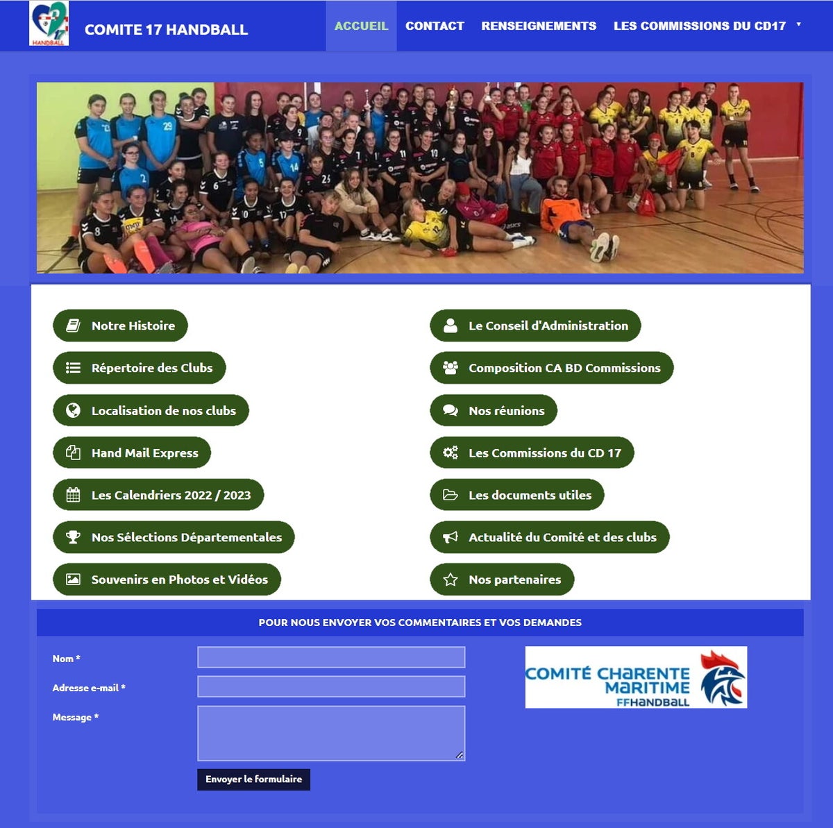 La communication du CD 17 Handball