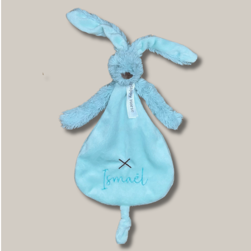 Knuffel Happy Horse met Geborduurde naam | Blauw