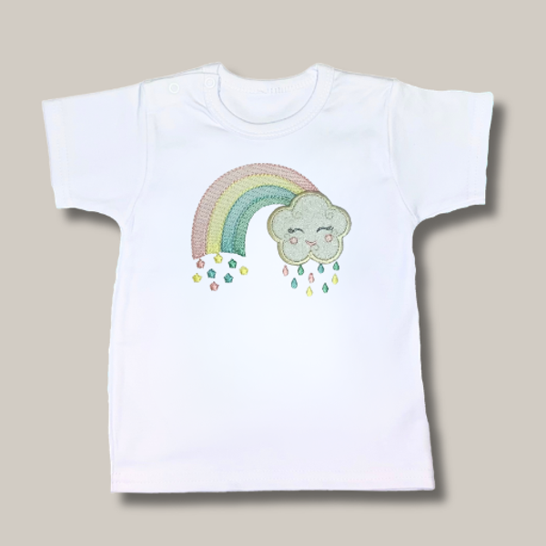 Kinder t-shirt | geborduurde regenboog