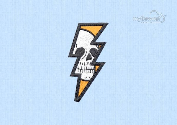 Lightening Skull Embroidered Patch