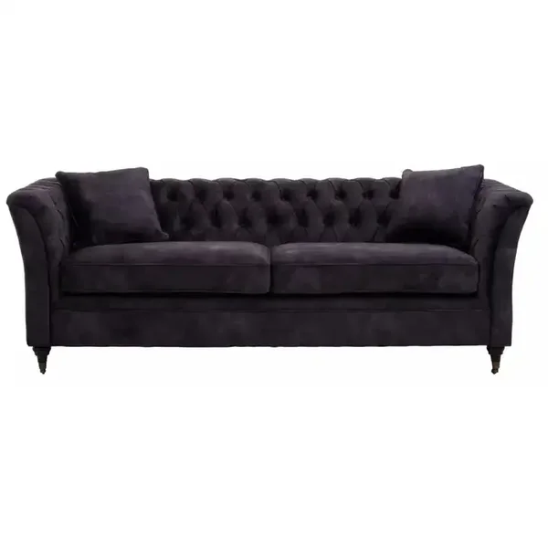 Sabrina Three Seat Grey Velvet Sofa