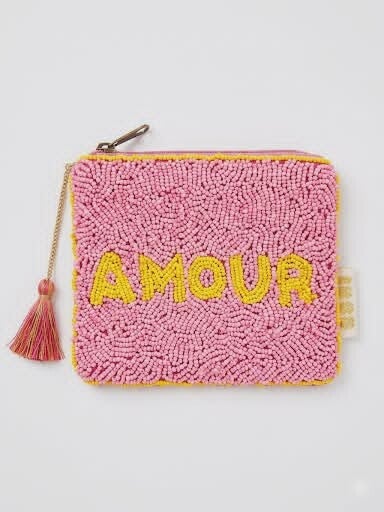 Porte monnaie en perles AMOUR