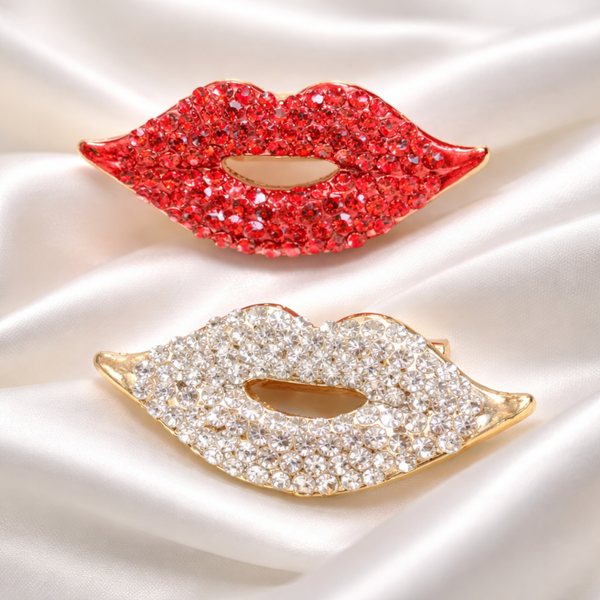 2 Piece Rhinestone Lip Brooches