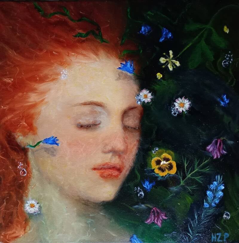 Ophelia, oil on canvas, 2025