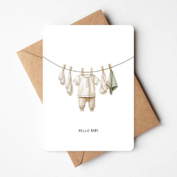 Wenskaart Geboorte - Kleertjes