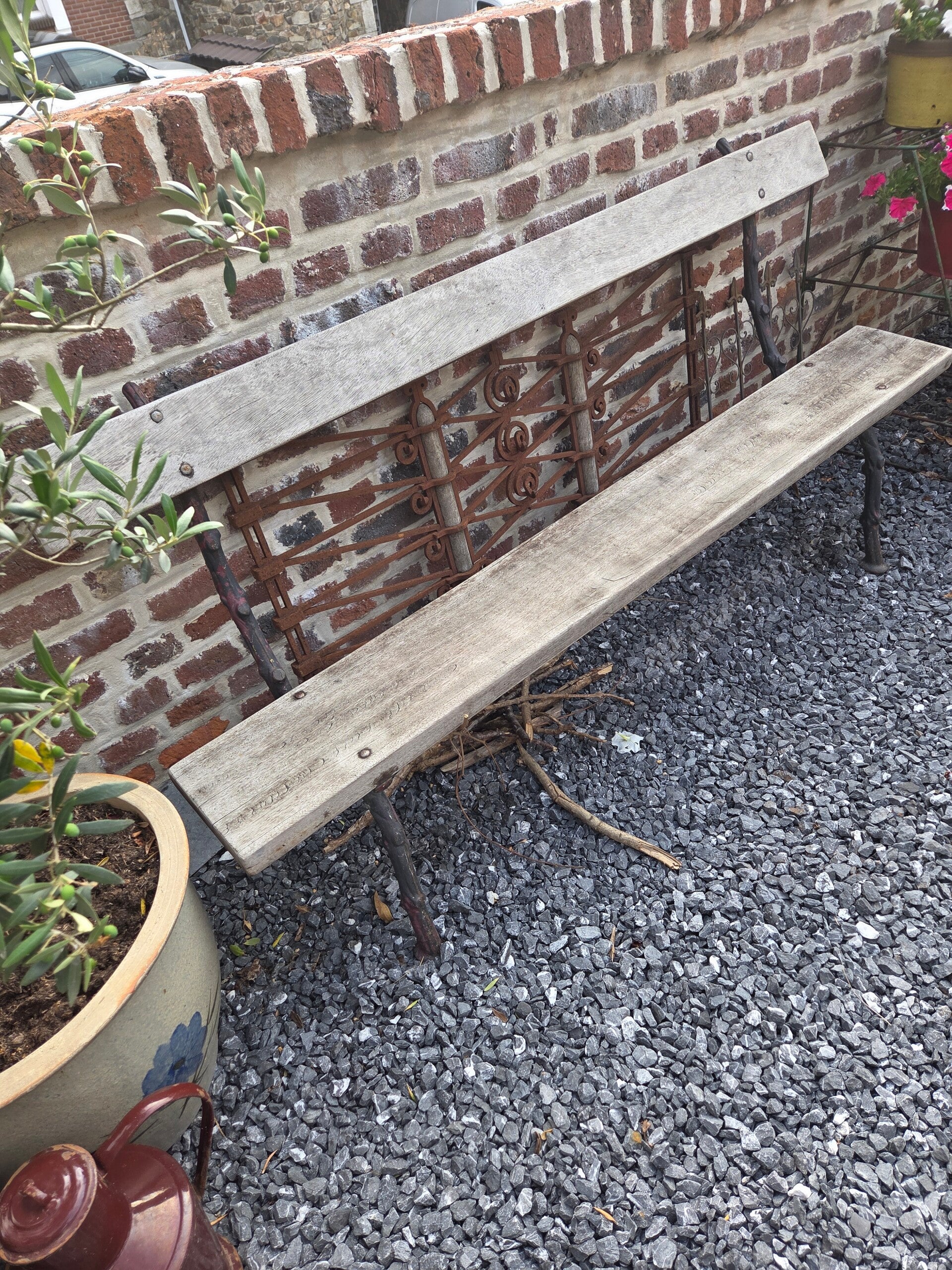 Franse tuinbank met origineel faux bois-frame