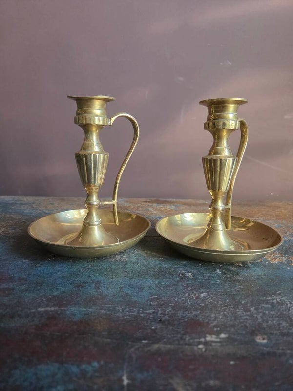 Set van 2 vintage kandelaars