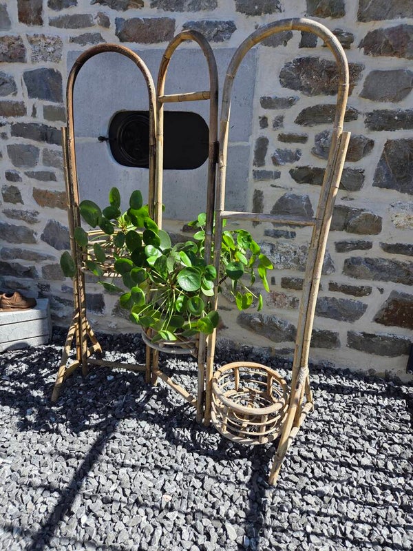 Vintage bamboe plantenstandaard