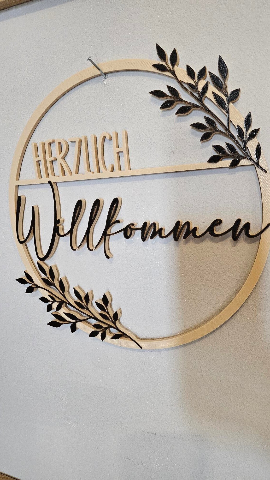B-Ware - Kranz "Herzlichen Willkommen" beige