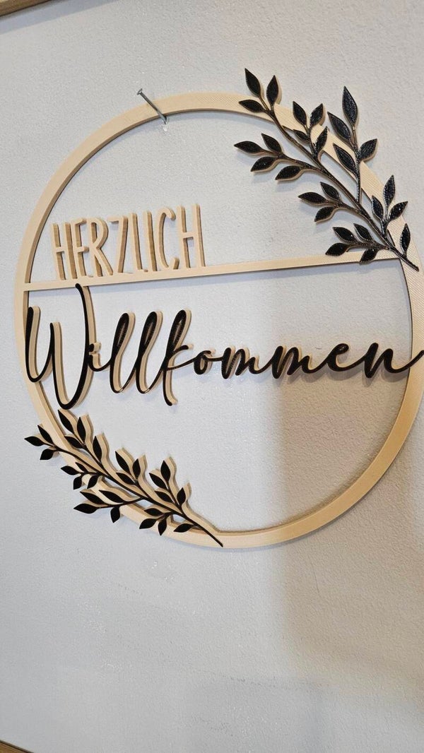 B-Ware - Kranz "Herzlichen Willkommen" beige