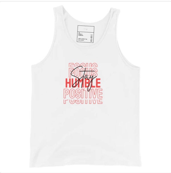 Red Logo Stay Focus Humble Positive Men's Tank Top