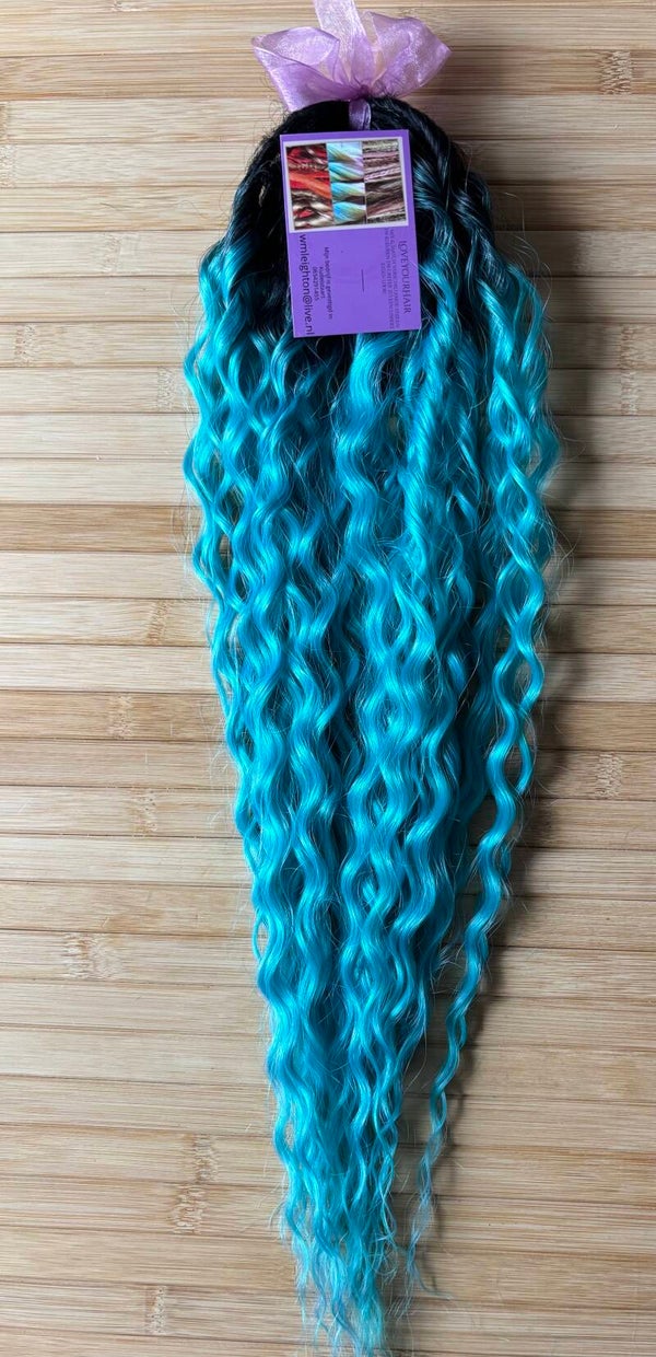 10 Fuchsia roze/blauwe ariël krullen