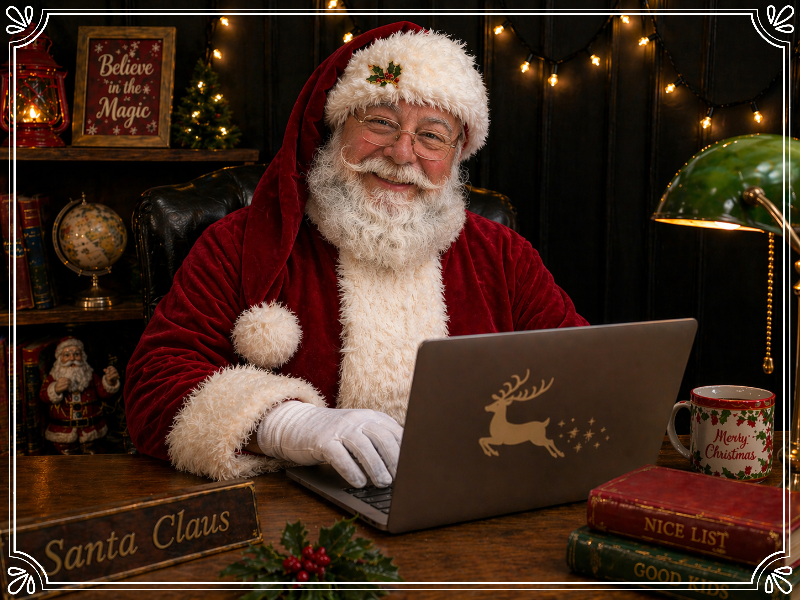 Santa reading a story to the children at Festive Finds Christmas shop in Napier, Hawkes Bay