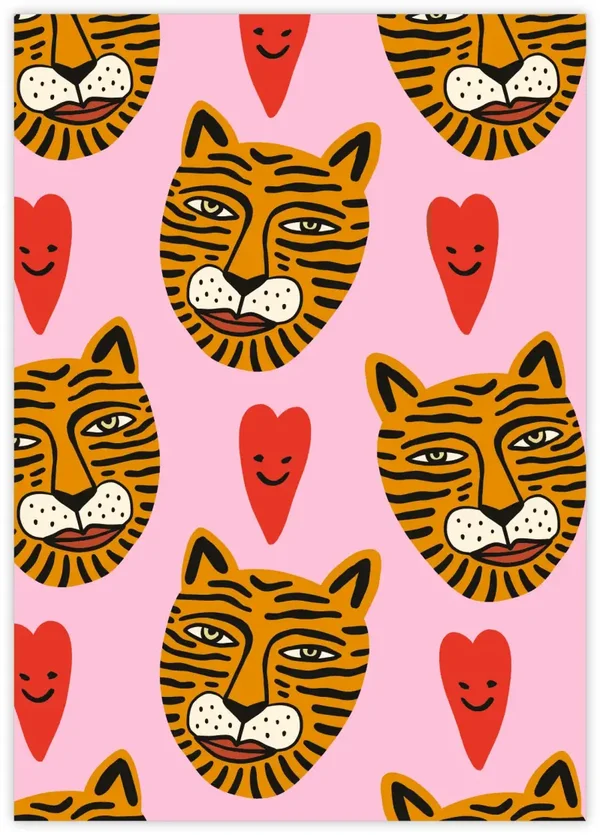 Wenskaart - Hearts & Tigers