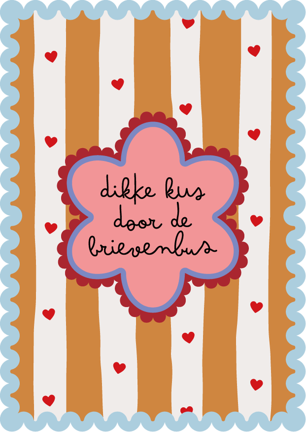 Wenskaart Bubble - Dikke Kus Door De Brievenbus