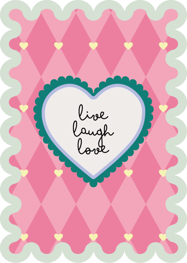 Wenskaart Bubble - Live Laugh Love