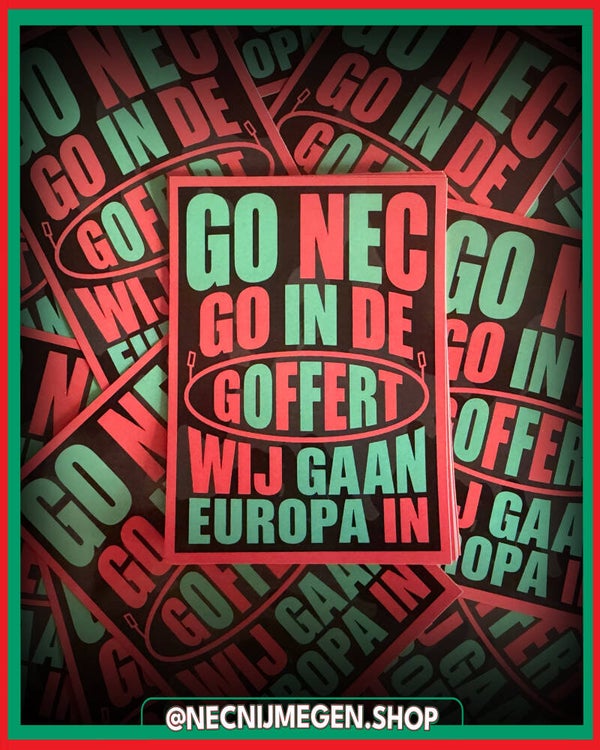 'GO NEC, wij gaan Europa in' sticker