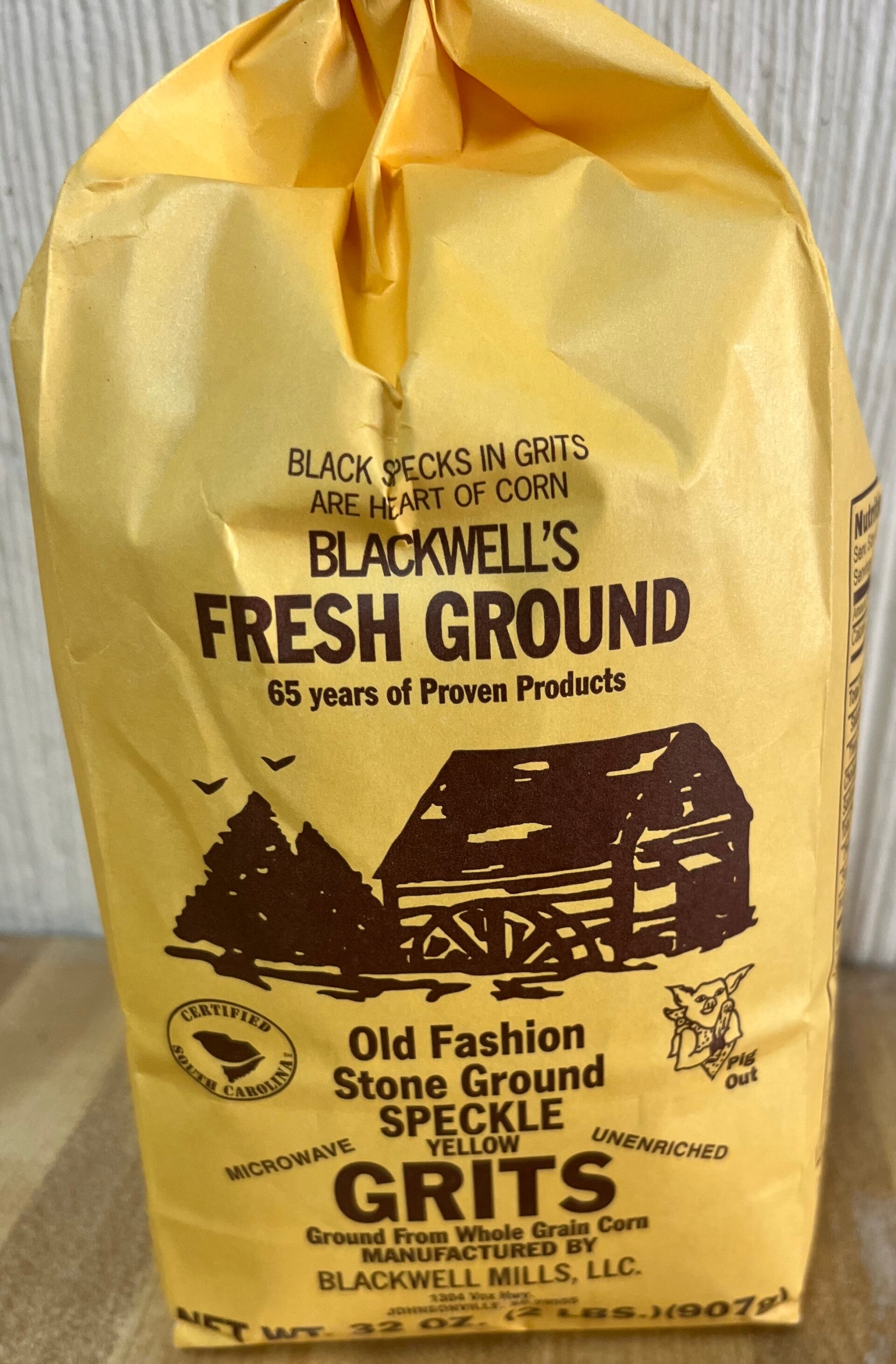 Unenriched Stone Ground Yellow Grits 2 Lbs