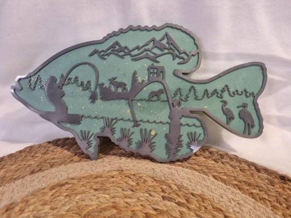 Poisson vert Relief peche noir