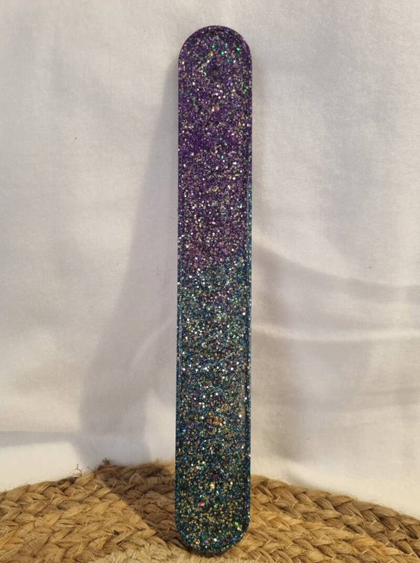 Porte encens oval bleu/ violet avec lune