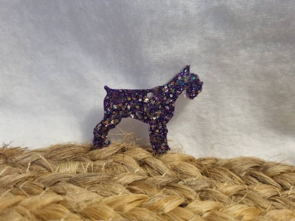 Porte clef Schnauzer violet gold