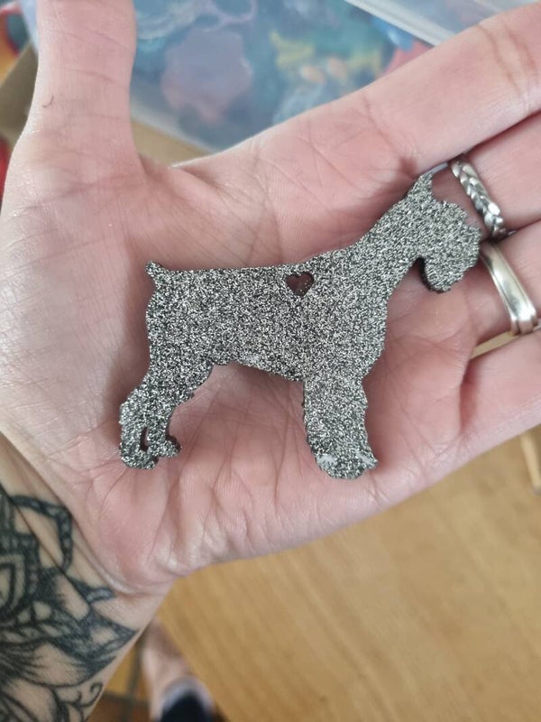 Schnauzer porte clef gris
