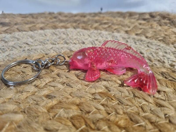 Porte clef carpe Koi Rose feuille d'or