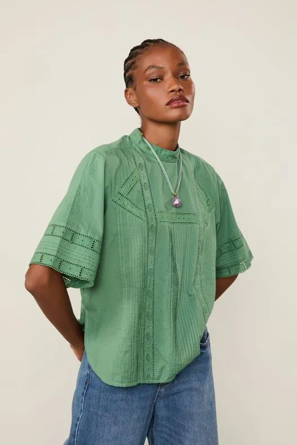 Blusão de Voil Algodão Manga Curta