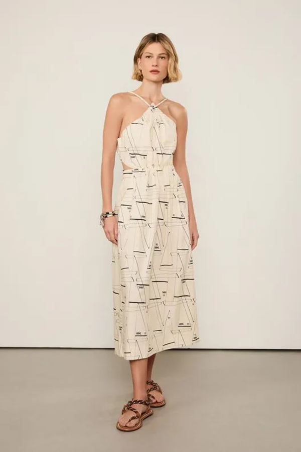 Vestido de Algodão Recortes