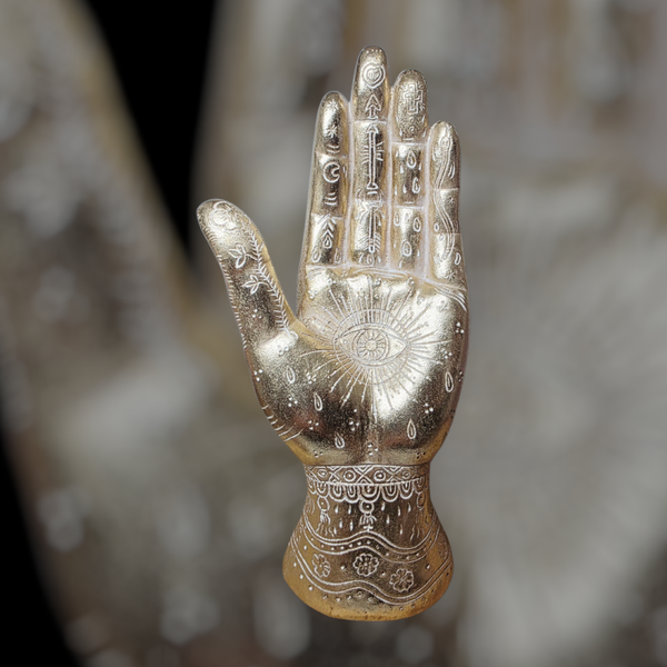 Palmistry hand beeld goud kleur
