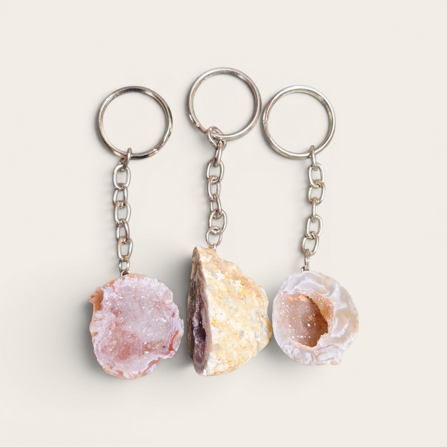 Agaat geode sleutelhanger
