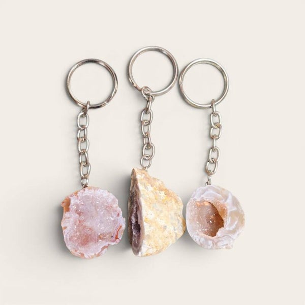 Agaat geode sleutelhanger