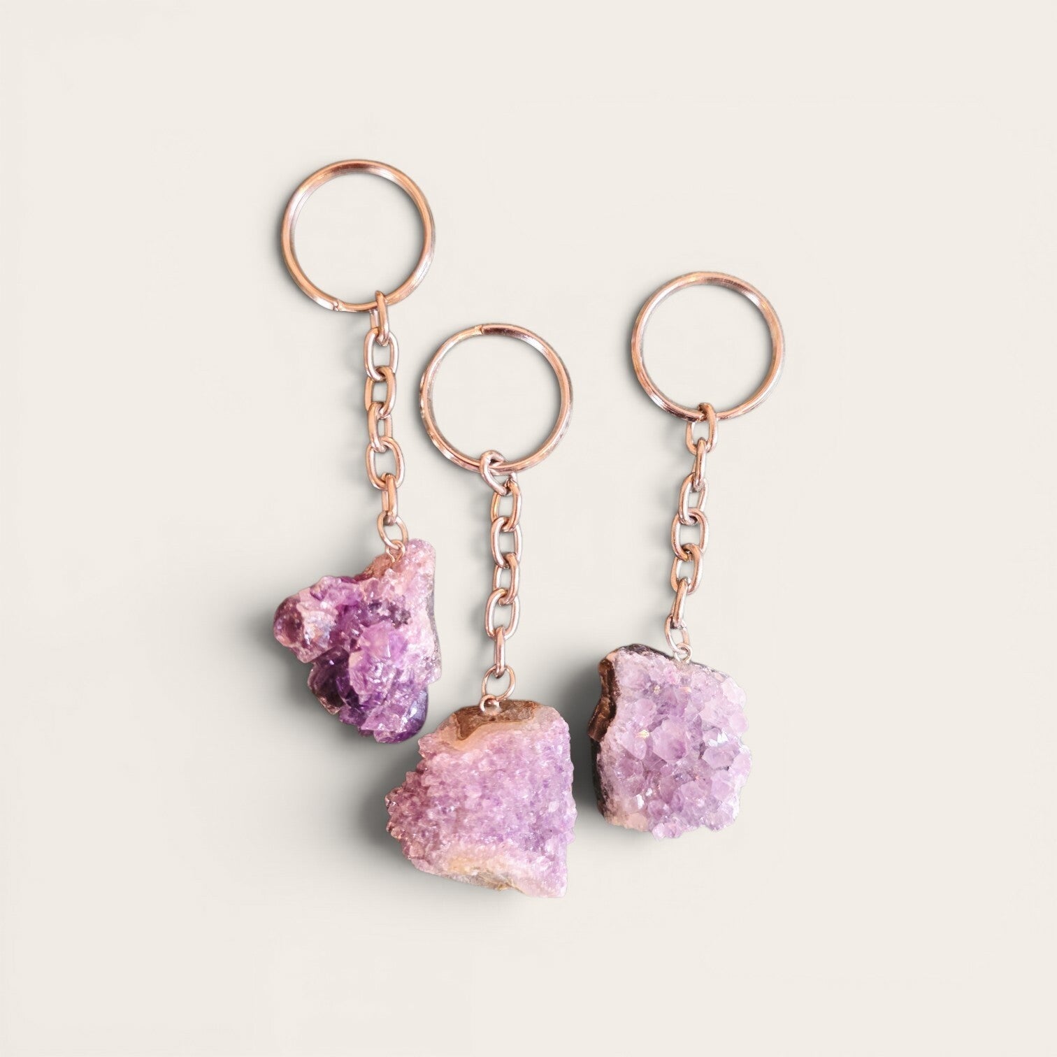 Amethist cluster sleutelhanger